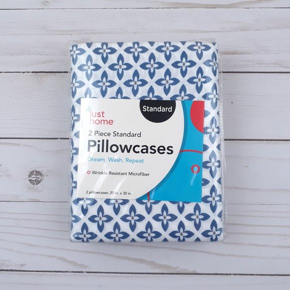 Just Home Pillow Cases Standard Blue Pinwheel Set of 2 - Picture 1 of 2